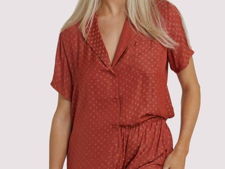 Rust Spot Satin Pyjama Set on Sale