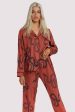 Rust Snake Print Satin Pyjama Set Online Hot Sale