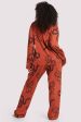 Rust Snake Print Satin Pyjama Set Online Hot Sale