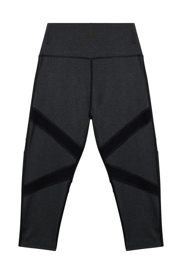 Grey Marl Mesh Panel Crop Leggings Discount