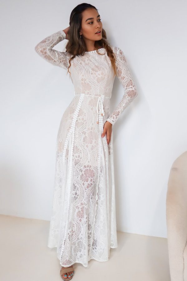 Tilly Lace Maxi Dress - White For Sale