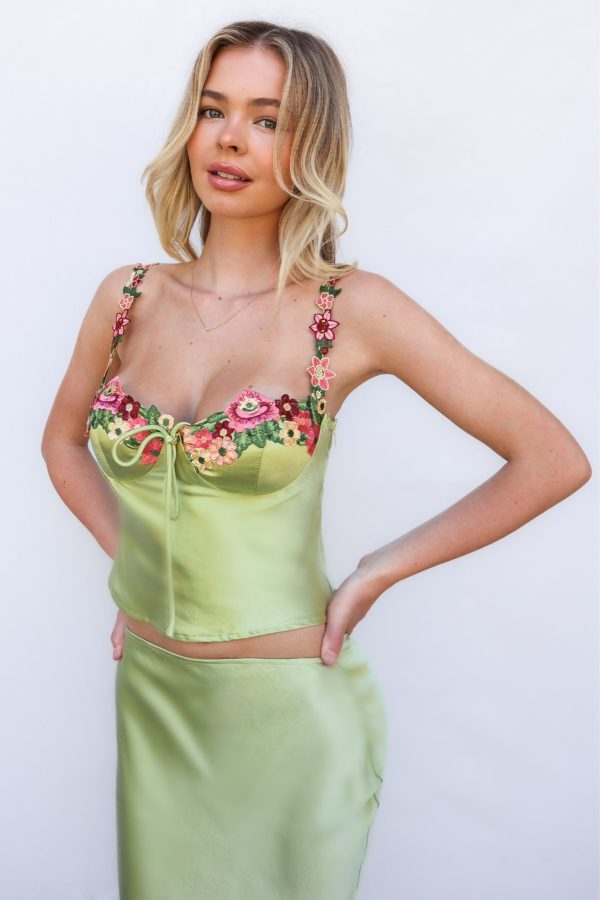 Holly Set Top - Green on Sale