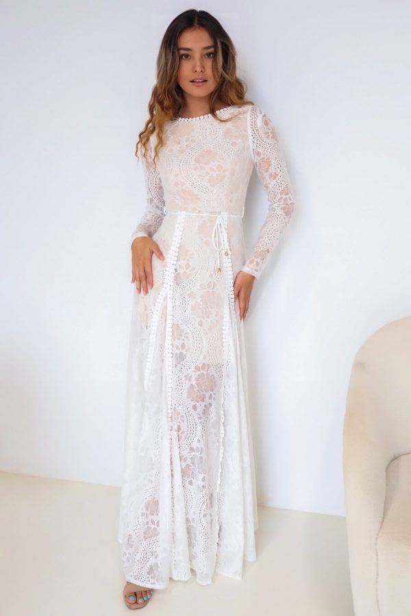 Tilly Lace Maxi Dress - White For Sale