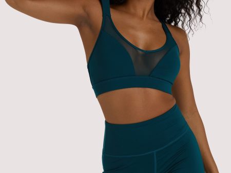 Teal Racer Back Sports Bra For Cheap