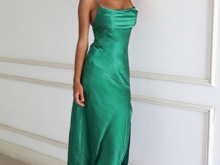 Celine Satin Midi - Bright Green Online now