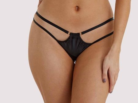 Maxine Black PVC Strap and Ring Detail Brief Online Hot Sale