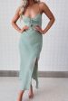 Alenka Satin Midi - Sage Green For Sale