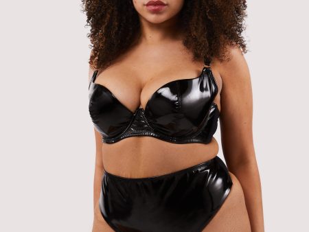 Maxine Black PVC High Waist Curve Brief Cheap