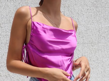 Delilah Satin Top - Purple Pink on Sale