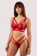 Mercury Red Harness Mesh Balcony Bra Hot on Sale