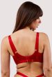 Mercury Red Harness Mesh Balcony Bra Hot on Sale