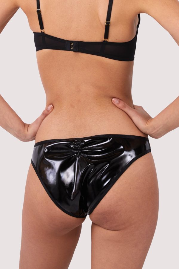 Maxine Black PVC Strap and Ring Detail Brief Online Hot Sale