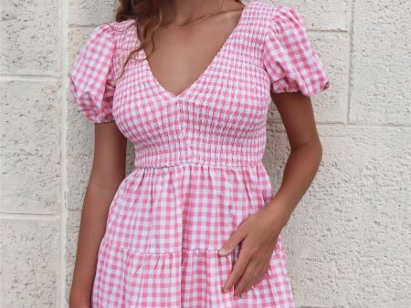 Vera Mini Dress - Pink Gingham Online