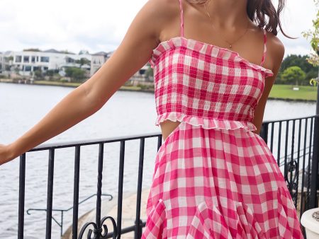 Autumn Gingham Mini Dress - Pink or Baby Blue Hot on Sale