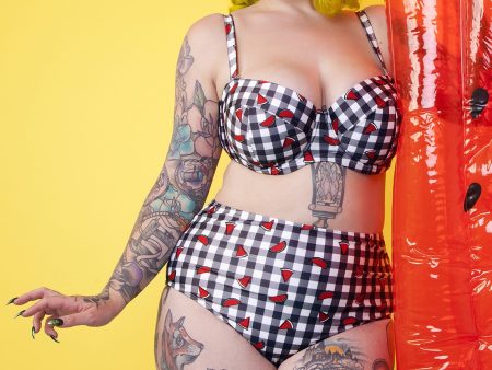 Collectif Melon Gingham High waist brief Sale