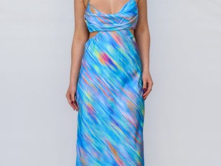 Britney Maxi Dress - Blue Rainbow Stripes For Discount