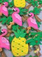 16 Luau Flamingo cookies, Pineapple cookies, Palm tree cookies, royal frosting cookies, Hawaiian cookies, Luau party, Hawaii party Supply