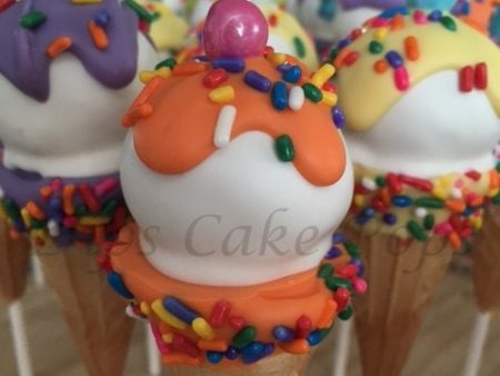 Pastel Cake Pops, Ice Cream Cone Cake Pops, Colorful Cake Pops For Sale