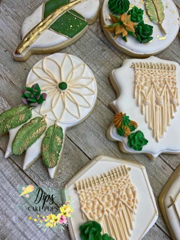 16 Boho Succulent cookies, Sugar Cookies, decorated cookies Online now