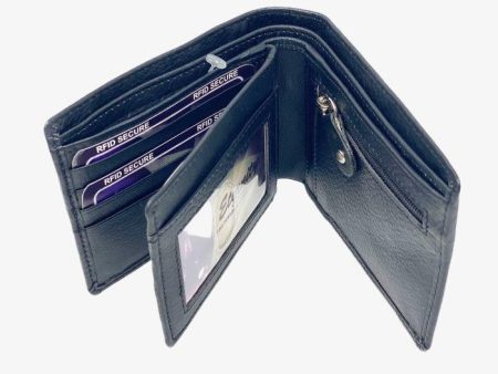 Single Flap RFID Wallet With ID Pocket and Coin Purse Supply