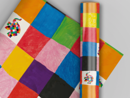 Elmer The Patchwork Elephant 2 Sheets & 2 Tags Gift Wrap Online Sale