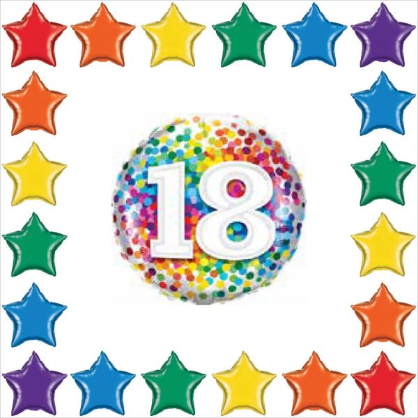 Rainbow Confetti 18in Mylar For Discount