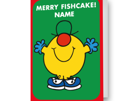 Mr Men & Little Miss Personalised  Merry Fishcake!  Christmas Card Online now