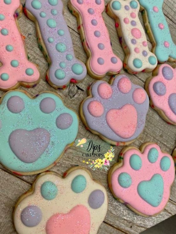 16 cookies, Paw print cookies, Dog Bone cookies Sale