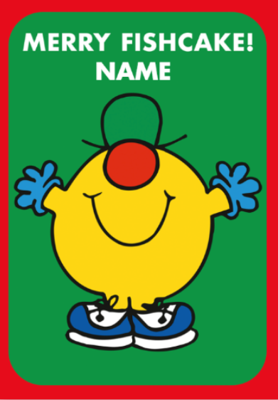 Mr Men & Little Miss Personalised  Merry Fishcake!  Christmas Card Online now