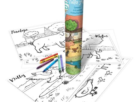 RSPCA Poster Art Tube 6 Colouring In Posters & Crayons Charity Stationery Set Fashion