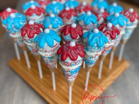 4th of July Ice Cream cone cake pops, Patriotic cake pops Online Sale