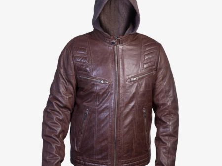 Hooded Winter Jacket - Brown For Cheap