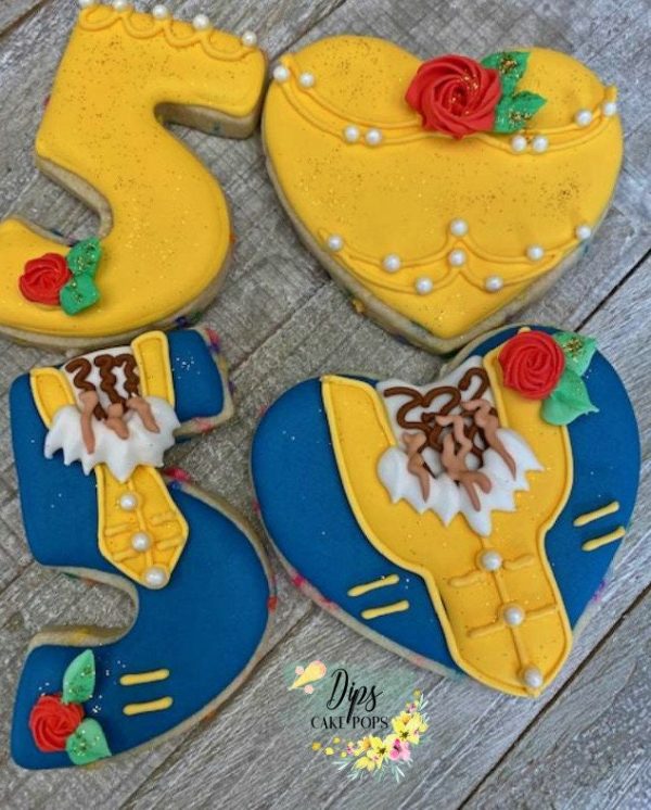 16 dozen Beauty and the beast themed cookies, sugar cookies, disney party, Bell cookies Online Sale