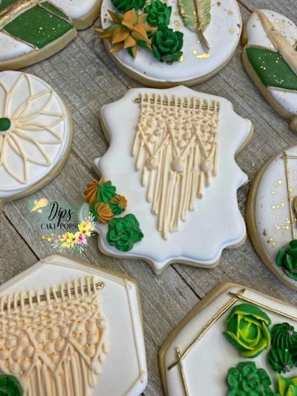 16 Boho Succulent cookies, Sugar Cookies, decorated cookies Online now