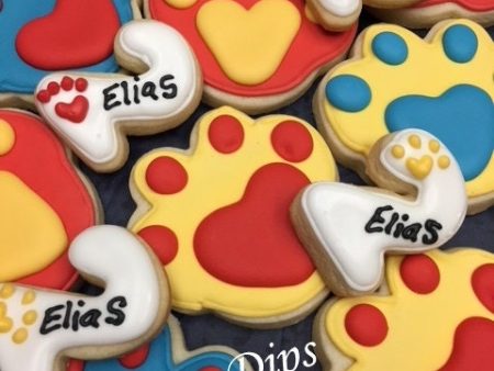 16 Paw Patrol cookies dog bone, dog paw sugar cookies, puppy paw, decorated cookies on Sale