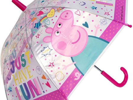 Peppa Pig Pink Transparent  Just Have Fun  Umbrella Girls Dome Brolly Hot on Sale