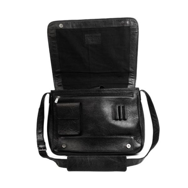 Leather Messenger Bag | Black Online