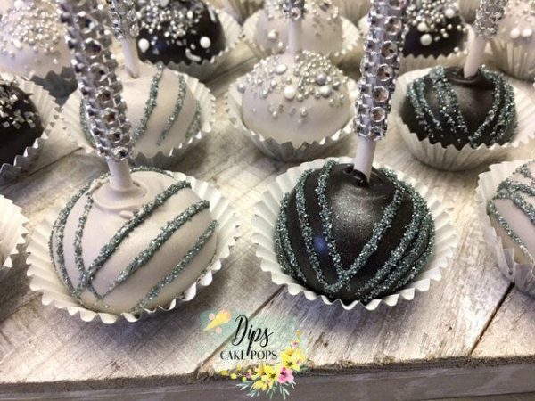 Silver and black cake pops, wedding favors, Cake Pops Online Sale