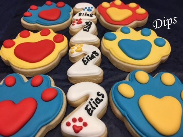 16 Paw Patrol cookies dog bone, dog paw sugar cookies, puppy paw, decorated cookies on Sale