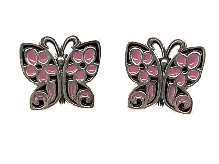 Pink butterfly earrings For Cheap