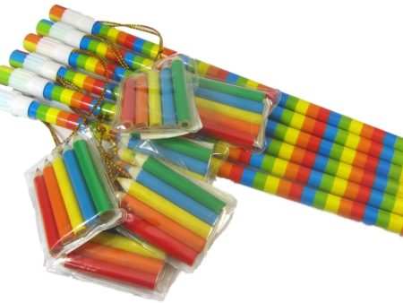 12 x Rainbow Pencils WIth Erasers & 5 Mini Pencils Party Bag Fillers Hot on Sale