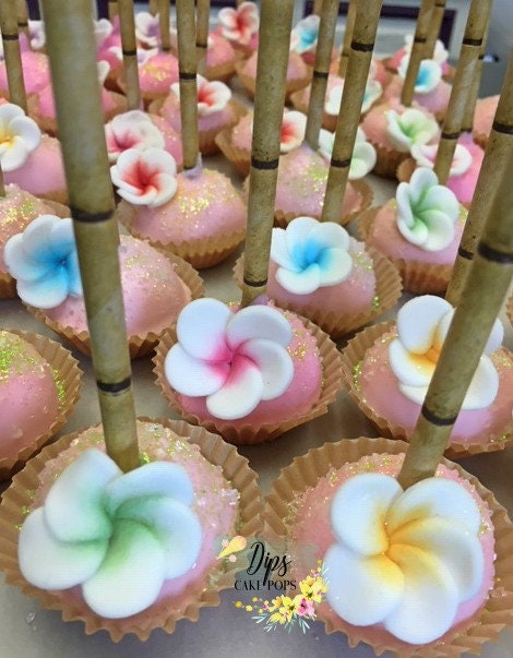 Luau Cake Pops, Plumeria flower cake pops Online