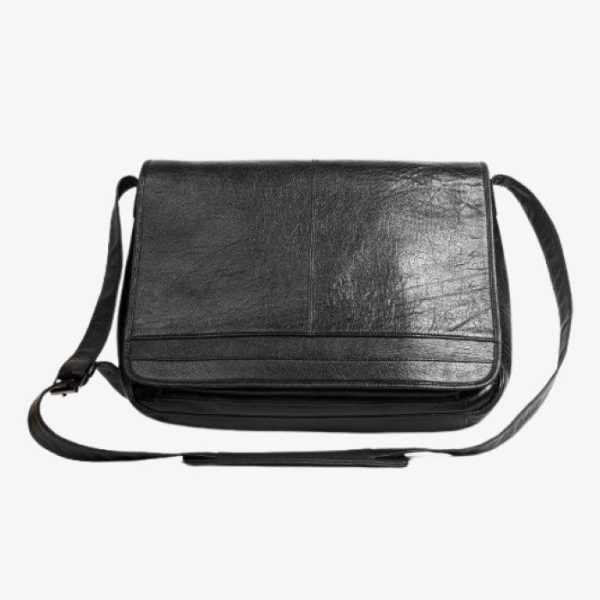 Leather Messenger Bag | Black Online