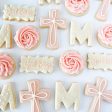 Blue or Pink Cross + Letter Sugar Cookie Set Supply