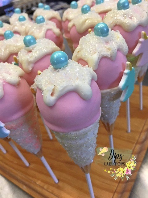 Unicorn Ice cream cone cake pops, Ice cream party, birthday cake pops, Unicorn party Online now