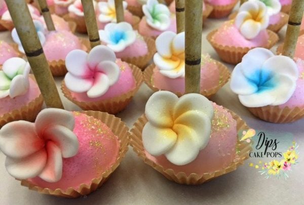 Luau Cake Pops, Plumeria flower cake pops Online