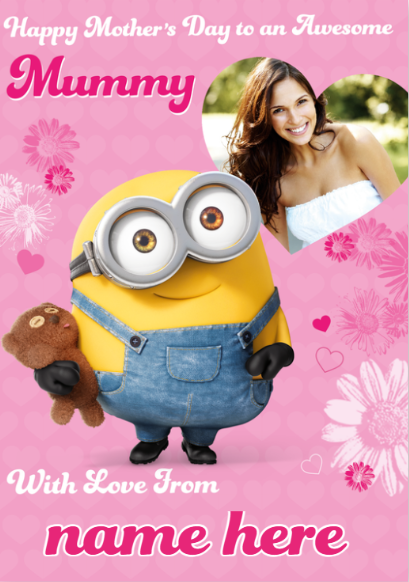 Despicable Me Minions Personalised Photo & Name  Awesome Mummy  Mother s Day Card For Discount