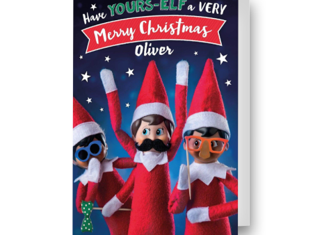 Elf On The Shelf Personalised Any Name Christmas Card Discount