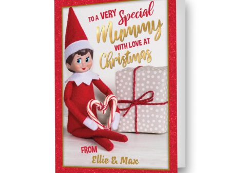 Elf On The Shelf Personalised  Mummy  Christmas Card Cheap