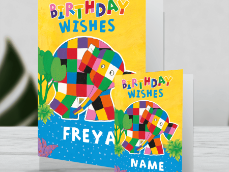 Elmer The Patchwork Elephant Giant Personalised  Birthday Wishes  Birthday Card For Sale